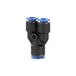 Riegler Y-stekkerverbinding "blauwe serie" reducerend, voor buitenslang Ø 1x16/2x12 mm, kunststof/messing vern.