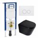 Geberit QeramiQ Dely Toiletset - 36.3x51.7cm - diepspoel - rimless - Geberit UP720 inbouwreservoir - softclose toilet zitting - 35mm - mat witte bedieningsplaat - ronde knoppen - mat zwart