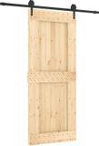 vidaXL Schuifdeur Naturel en Zwart 85 x 210 cm Massief Grenenhout