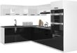 BELINI Bloc cuisine ITALIA 8 - Ensemble de meubles de cuisine 420 cm Blanc-Noir avec plans de travail - Meubles hauts et bas