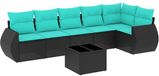 vidaXL - Ensemble de banc de jardin 7 pièces avec coussins - Noir