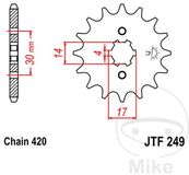 JT Tandwielen JTF249.14 14T Stalen Voortandwiel zwart, 14 tanden/420 steek | Binnendiameter 14/17 mm