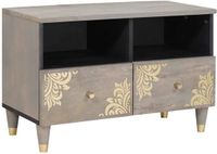 vidaXL TV-kast met lade grijs 70 x 33 x 46 cm massief mango hout