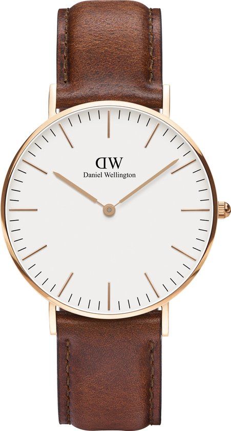 Daniel Wellington Classic St Mawes DW00100035 - 36mm - Rose Gold - Brown Leather Strap - Men's Watch