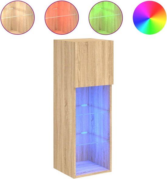 vidaXL TV-meubel met LED-verlichting, Sonoma eikenkleurig