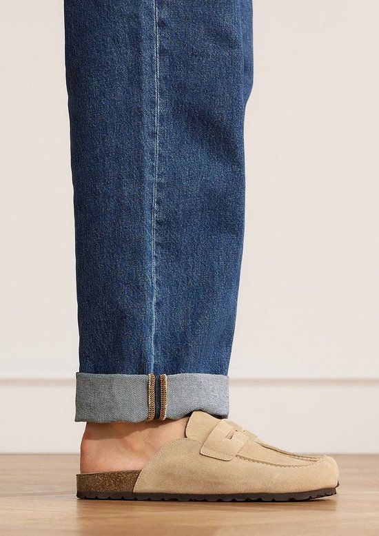 Manfield - Heren - Beige suède clogs - Maat 46