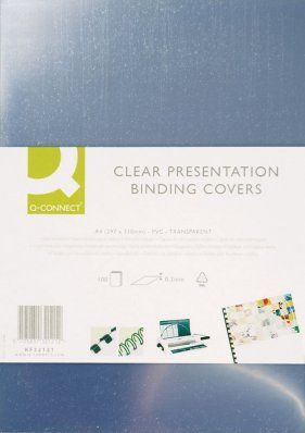 Q-CONNECT A4 Binding Covers - PVC - Transparent - 100 Pack