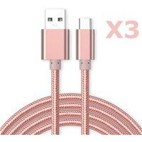 X3 Little Boutik® Kabel Type-C Versterkte nylon Lengte 2M Roze Kleur