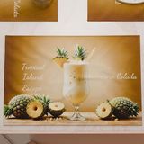PETTI Artigiani Italiani - Amerikaanse placemats met digitale print, Amerikaanse placemats van stof en wasbaar (set van 6-30 x 45 cm) Pina Colada, 100% Made in Italy