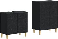 vidaXL - 2-delige - Badkamerkast - Set - DELFT - Zwart - Bewerkt - hout
