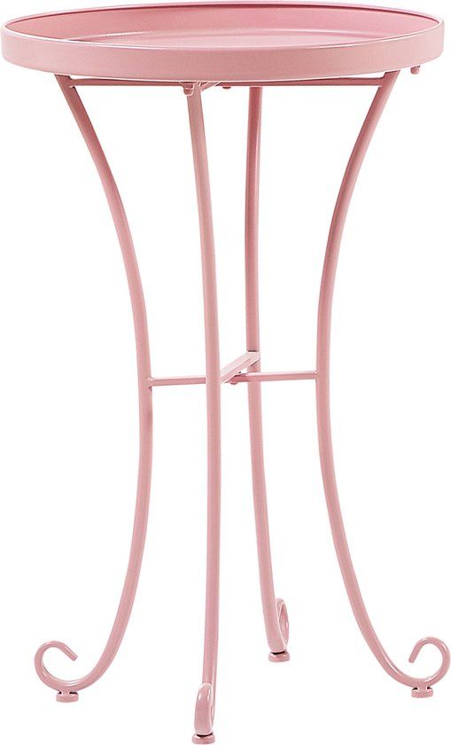Beliani CAVINIA - Tuin bijzettafel - Roze - Metaal - Rond