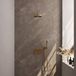 Brauer Gold Carving Thermostatische Regendoucheset Inbouw - Hoofddouche 20 cm - Gebogen Wandarm - Met Drukknoppen - Handdouche Staaf - Doucheslang - Wandaansluitbocht - Geborsteld Goud