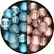 Merkloos / Sans marque Decoris kleine kerstballen - 28x st - lichtroze en ijsblauw - 3 cm - kunststof