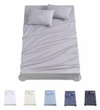 Todocama 4-delige beddengoedset, 3001, hoeslaken, sprei, 2 kussenslopen 50 x 80 cm, voor bed 135 x 190/200 cm, lichtgrijs