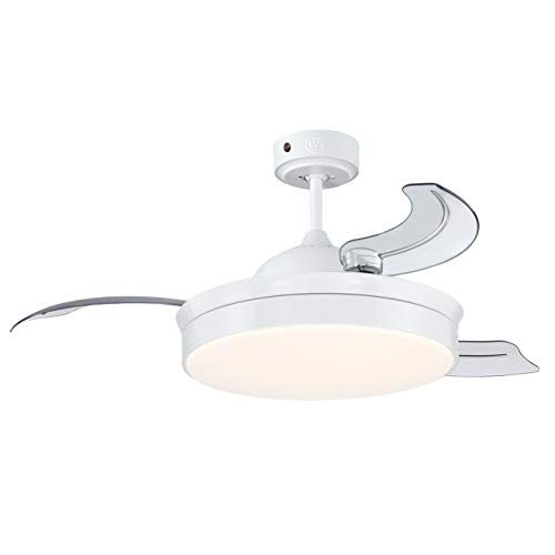Westinghouse Lighting 73043 Tori, moderne 105 cm LED-plafondventilator met verlichting en afstandsbediening van uitvoering in wit met lampenkap van opaalmelkglas en intrekbare vleugels