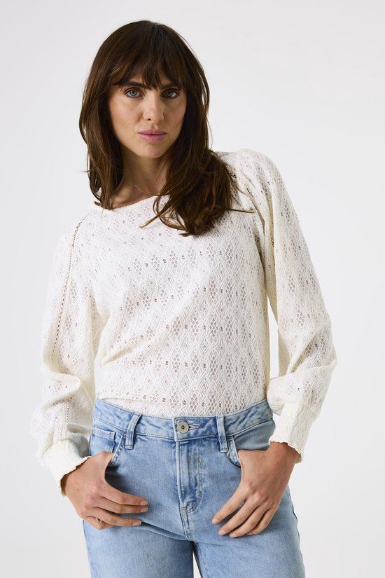 Garcia Dames Effen T-shirt Wit Lange mouw