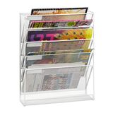 Relaxdays Tijdschriftenrek Muur A4 5 Vakken Metaal Wit