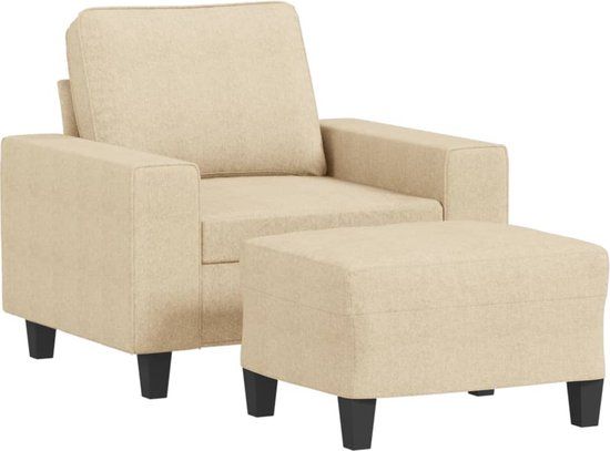 vidaXL Fauteuil met voetenbank Crèmekleurig Stof