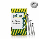Jet-Fast Houtschroeven 4 x 70 mm Verzinkt TX20 – Universele Torx Schroeven met Deeldraad – 200 Stuks