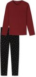 Schiesser Pyjama Lange Mouwen Heren V-hals Bordeaux Maat 54 XL