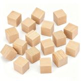 Merkloos 15 houten kubussen van 50 mm, onbehandeld, geschikt voor knutselwerkzaamheden, blanco houten kubussen