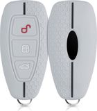 kwmobile autosleutel hoesje geschikt voor Ford 3-knops autosleutel Keyless Go hoes - Siliconen autosleutel behuizing - Auto sleutel case met honingraat - Sleuteletui in lichtgrijs / zwart