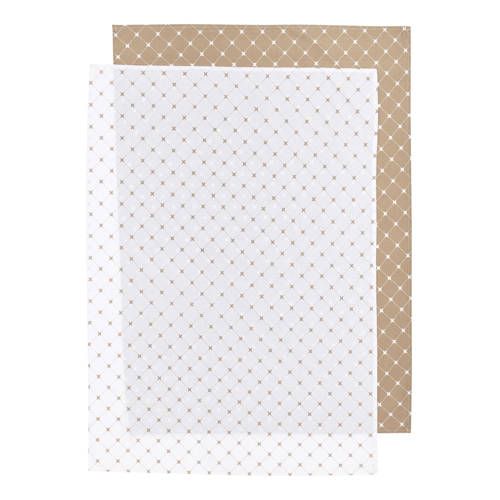 Meyco X Mrs. Keizer Baby Wiegdeken Louis 75x100 cm - Set van 2 - Taupe/Wit