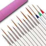 Afantti 15 stuks fijne kwastenset, schilden op nummer, kunstenaars, Schilderkwast, zeer fijne punt, voor miniatuur acryl, modelbouw, olie, aquarel, waterverf, nageldesign