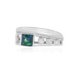 Cavill - Zilveren ring met Mezezo Opaal 0 336 ct en Cambodjaanse Zirkoon 0 113 ct - 925 Sterling Zilver Geplatineerd - Elegant Vierkant Design