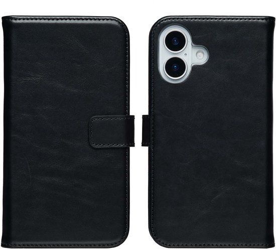 Selencia Echt Leren Bookcase voor de Apple iPhone 17 - Zwart