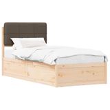 vidaXL Bedframe met Gevoerde Hoofdbord Taupe 90 x 200 cm