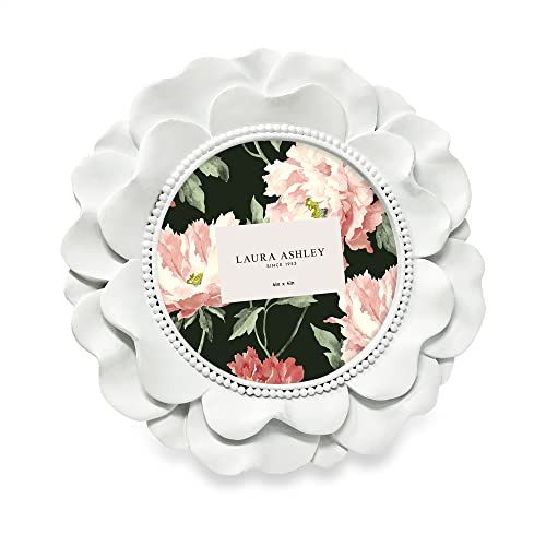 Laura Ashley White Floral Resin Photo Frame - 4x4 Round