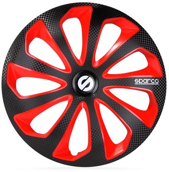 Sparco Wieldoppen Sicilia 16 Inch Abs Zwart/rood Set Van 4