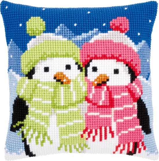 Vervaco Kruissteekkussen kit Pinguïns met sjaal PN-0147690