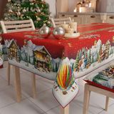 PETTI Artigiani Italiani - Kerst Tafelkleed Vlekbestendig Rechthoekig Tafelkleed voor Keuken, Motief Santa Village, 140x450 cm, 100% Made in Italy