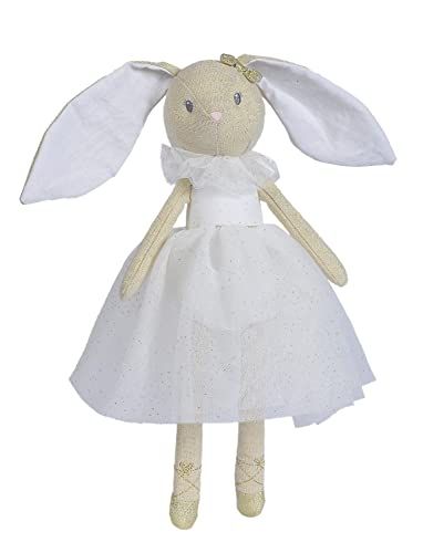 Nicotoy Ballerina Witte Jurk, Konijn, 33 cm, babygeschenk, vanaf 0 maanden
