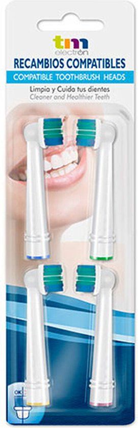TM Electron - Reservekoppen voor elektrische tandenborstel - 4 stuks - Compatibel met Oral-B