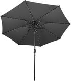 MonsterShop Kantelbare stokparasol - grijs - 2.7 m - led verlichting