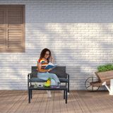 Merkloos Tuinbank - 78 x 118 x 66 cm - 2 zits - houtlook - balkon - zwart-antraciet