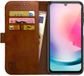 Rosso Element Book Case Wallet Hoesje Geschikt voor Samsung Galaxy A24 | Portemonnee | 3 Pasjes | Magneetsluiting | Stand Functie | Bruin
