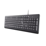 Trust Taro Belgisch toetsenbord, bekabeld, stil, spatwaterdicht, USB-kabel, 1,8 m, platte toetsen, toetsenbord voor pc, laptop, Windows, Mac OS, zwart
