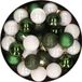 Merkloos / Sans marque Decoris Mini kerstballen - 28x - parelmoer wit en donkergroen - D3cm - kunststof