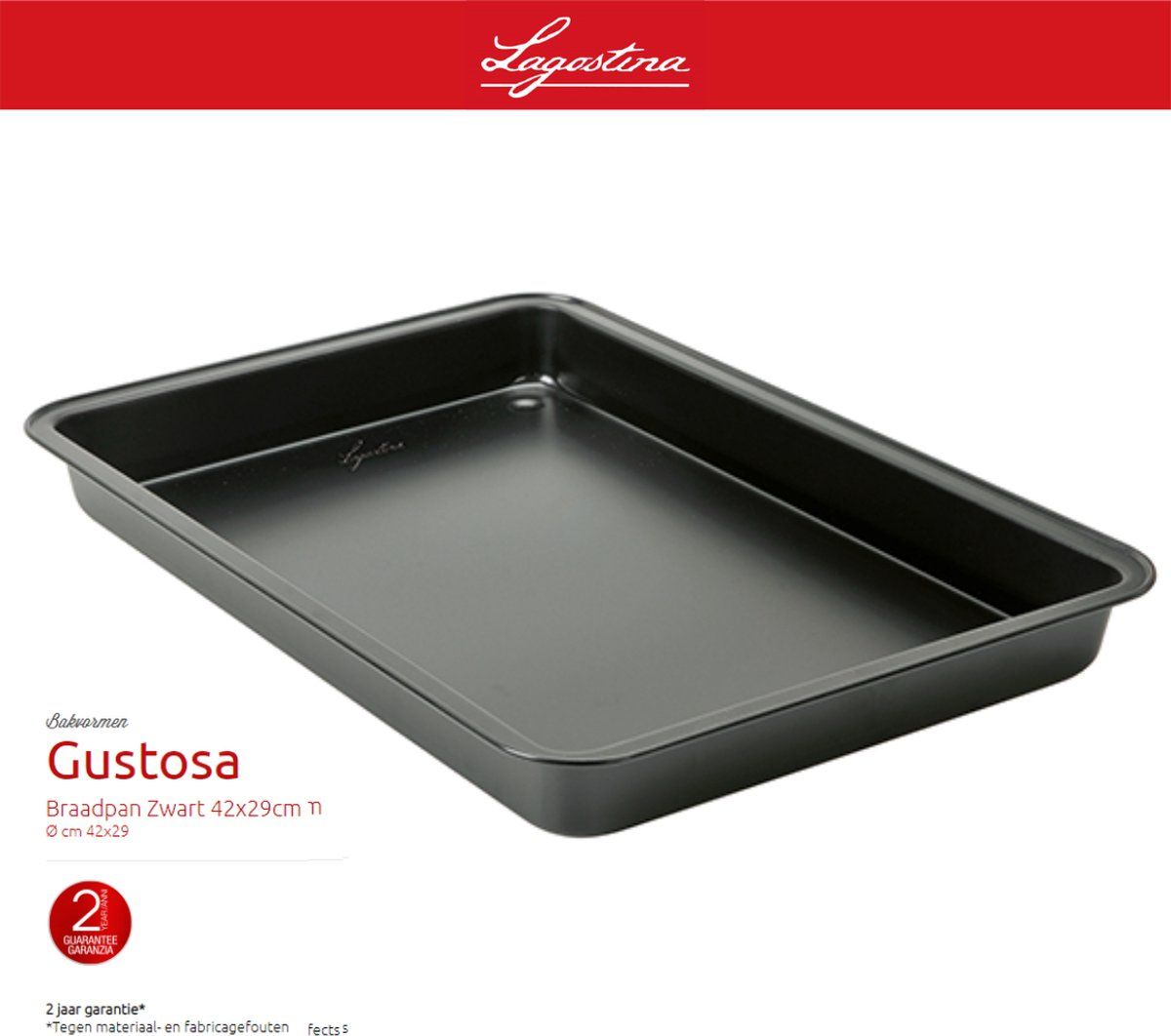 Lagostina Gustosa Braadpan Zwart - Ø 42 x 29 cm - RVS