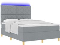 vidaXL Boxspringbed met hoofdeinde Lichtgrijs 160 x 200 cm Stof