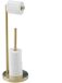 Unyqoos Porte-rouleau de papier toilette autoportant en acier inoxydable avec rangement pour 5 rouleaux finition dorée