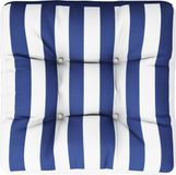 vidaXL Palletkussen gestreept 50x50x12 cm stof blauw en wit