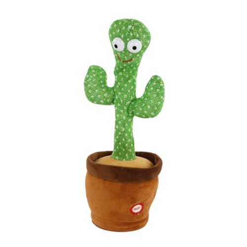 Idena 40366 - Kletskous cactus met licht, ca. 33 cm, pluche speeltje herhaalt alles met een grappige stem en beweegt, werkt op batterijen