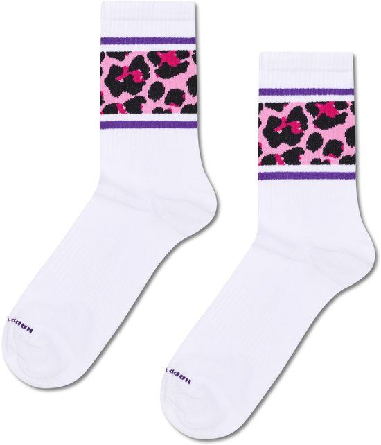 Happy Socks Leo Stripe Sneaker Sock Dames Sokken Wit 41-46