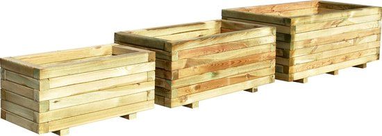 Intergard Houten bloembakken 3-delige plantenbakken rechthoek 120/80/60cm.