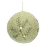 Dille &amp; Kamille Feutrine Boule de Noël, vert, env. Ø7 cm